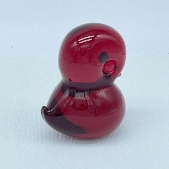 Vtg Red Duckling Art Glass Bird FM Konstglas Of Ronneby Sweden Paperweight Figur - Picture 5 of 10